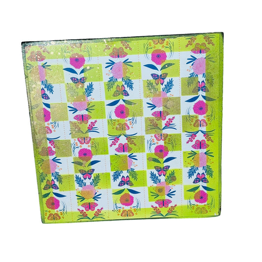 Neon Green Garden - Scrapbook Chess Board