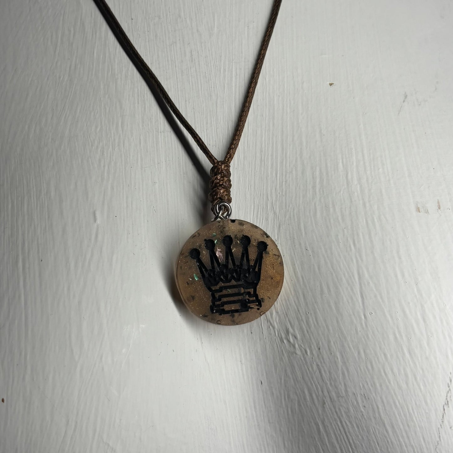 Brown Royal Queen - Handmade Resin Chess Necklace