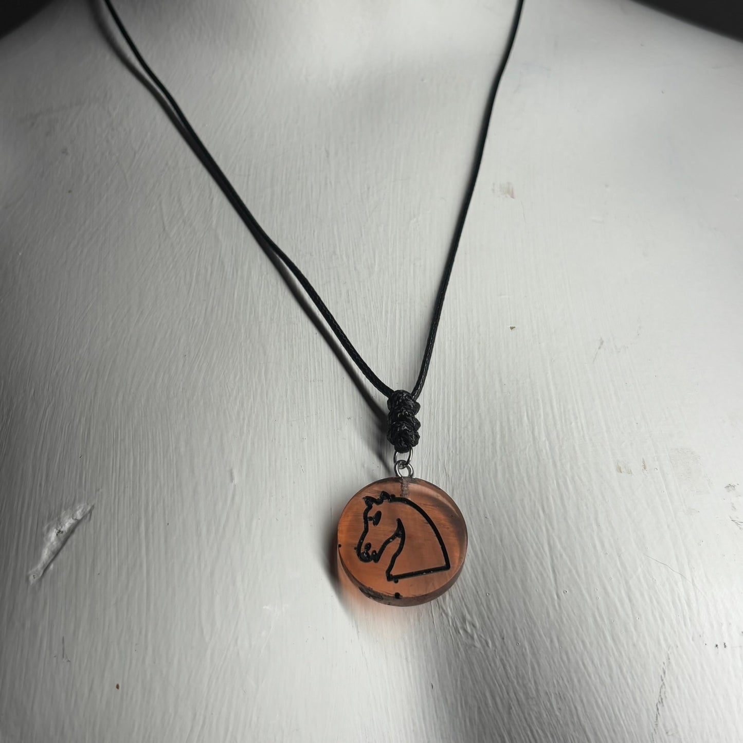 Orange Horse - Handmade Resin Chess Necklace