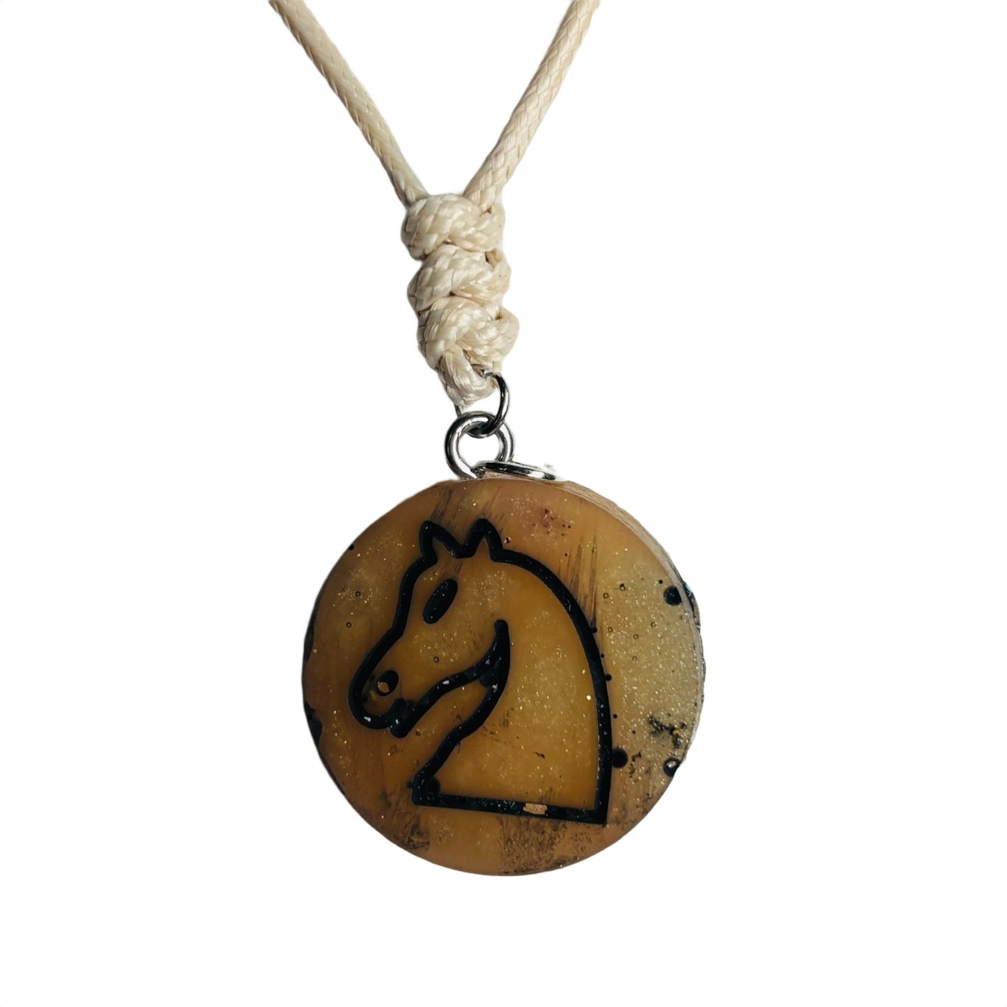 Cream Knight - Handmade Resin Chess Necklace