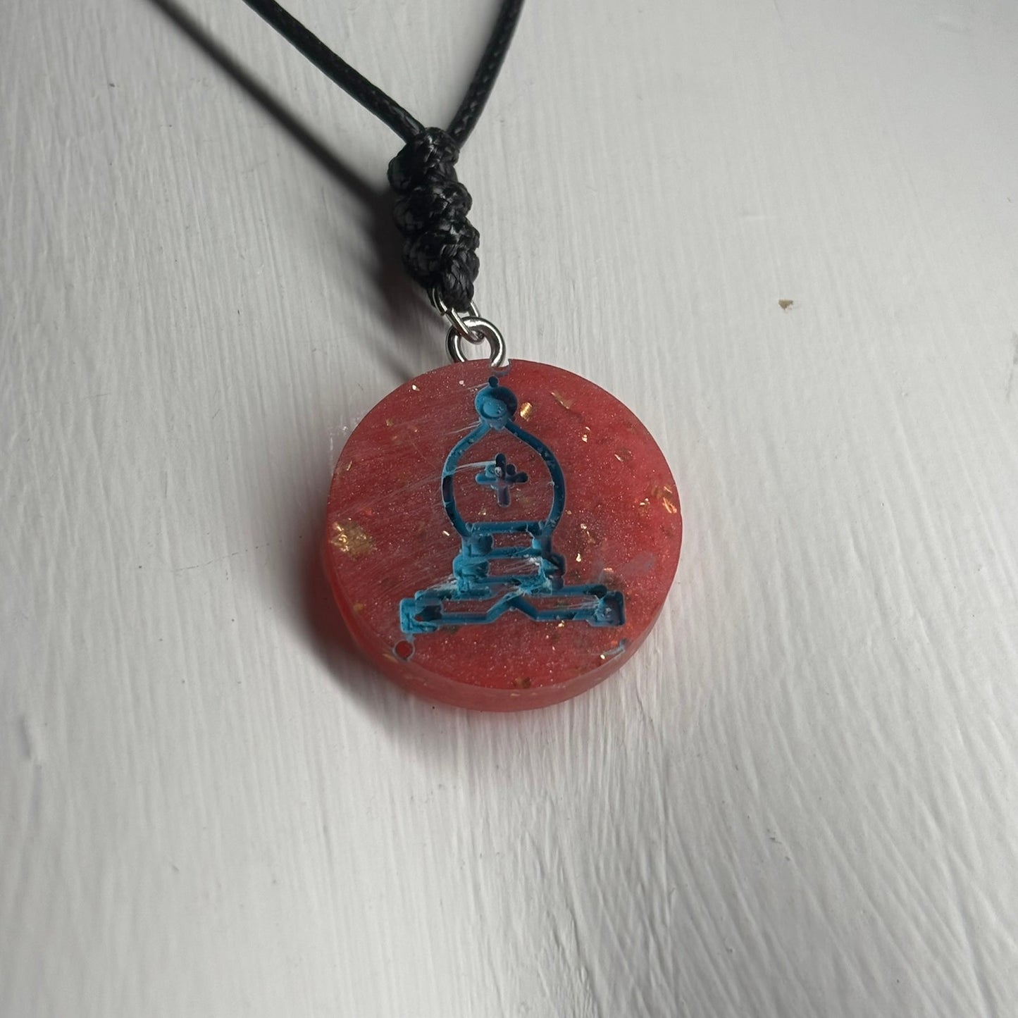 Red Crystal Bishop - Handmade Resin Chess Necklace