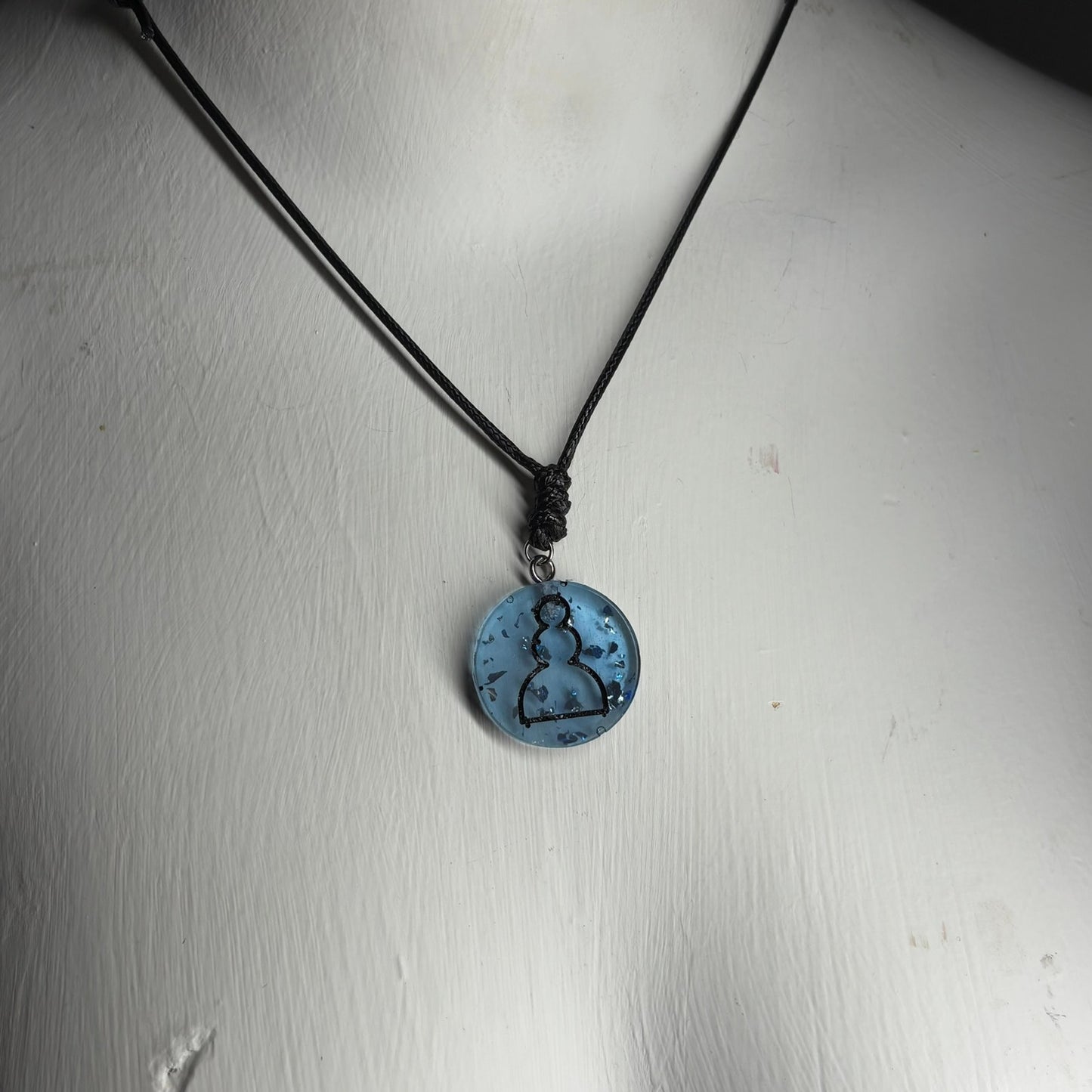 Translucent Blue Pawn - Handmade Resin Chess Necklace
