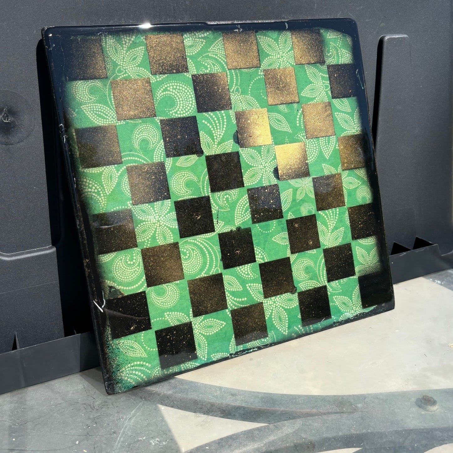 Super Golden Green - Resin Coated Chess Board
