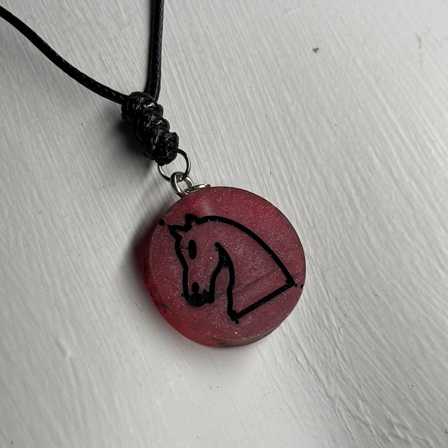 Red Knight - Handmade Resin Chess Necklace