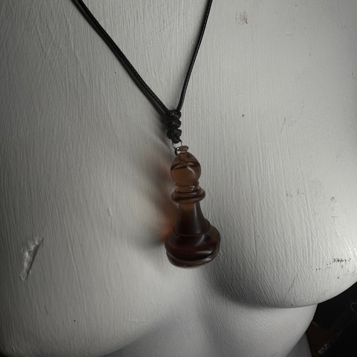 Coffee Brown Bishop - Handmade Resin Chess Necklace