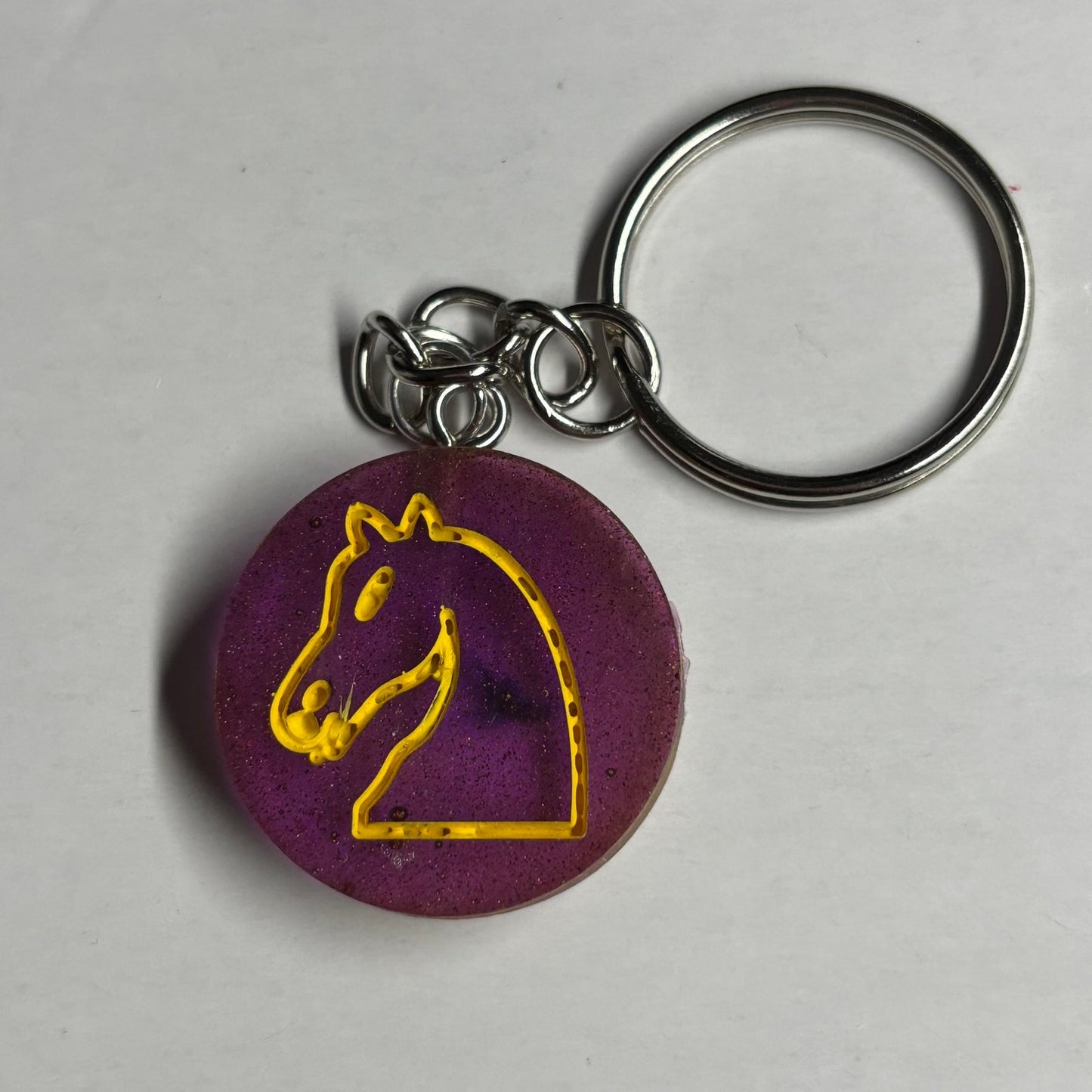 Purple Yellow Knight - Handmade Resin Keychain
