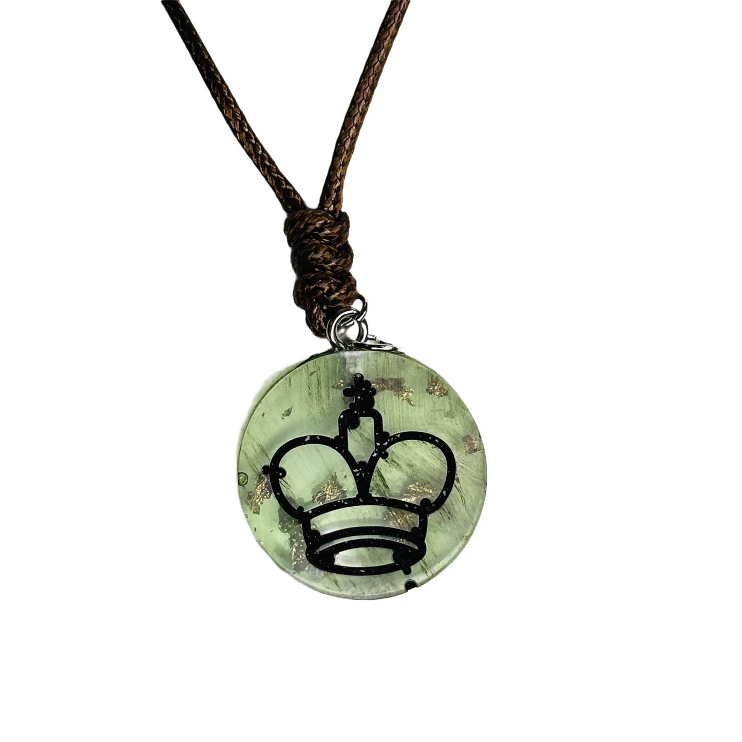 Translucent Green King - Handmade Resin Chess Necklace