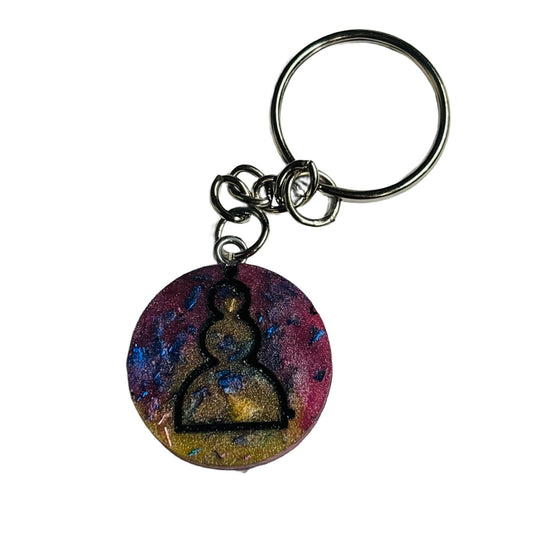 Dark Color Swirl Pawn - Handmade Resin Keychain
