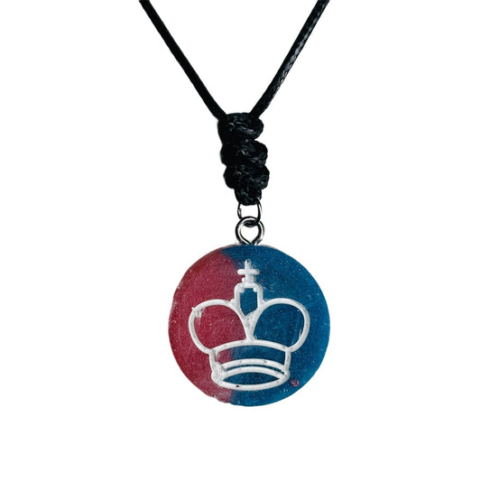 Red & Blue King - Handmade Resin Chess Necklace