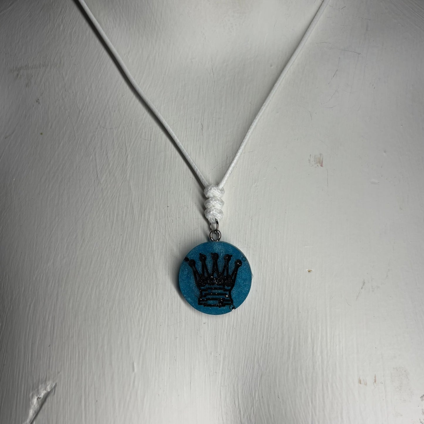Blue Queen - Handmade Resin Chess Necklace