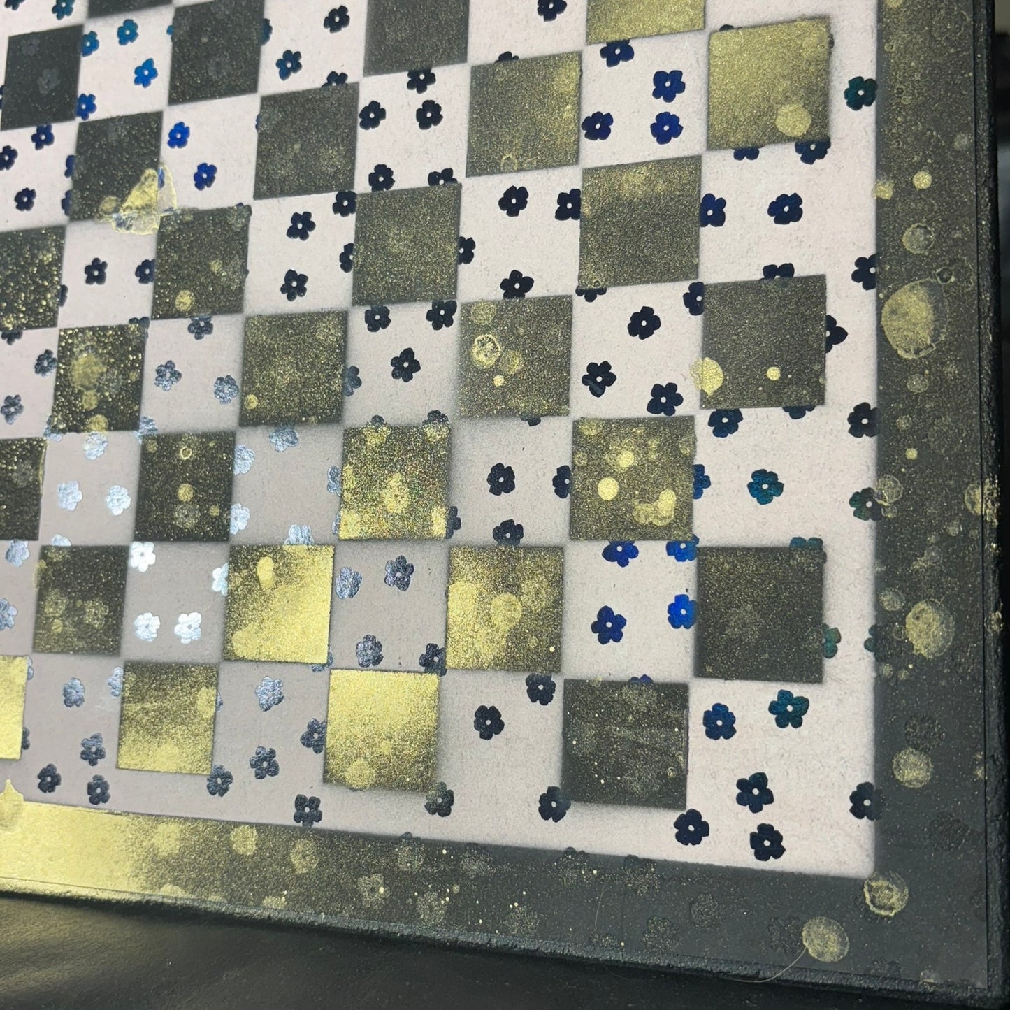 Golden Black Flower Mist - Scrapbook Chess Board