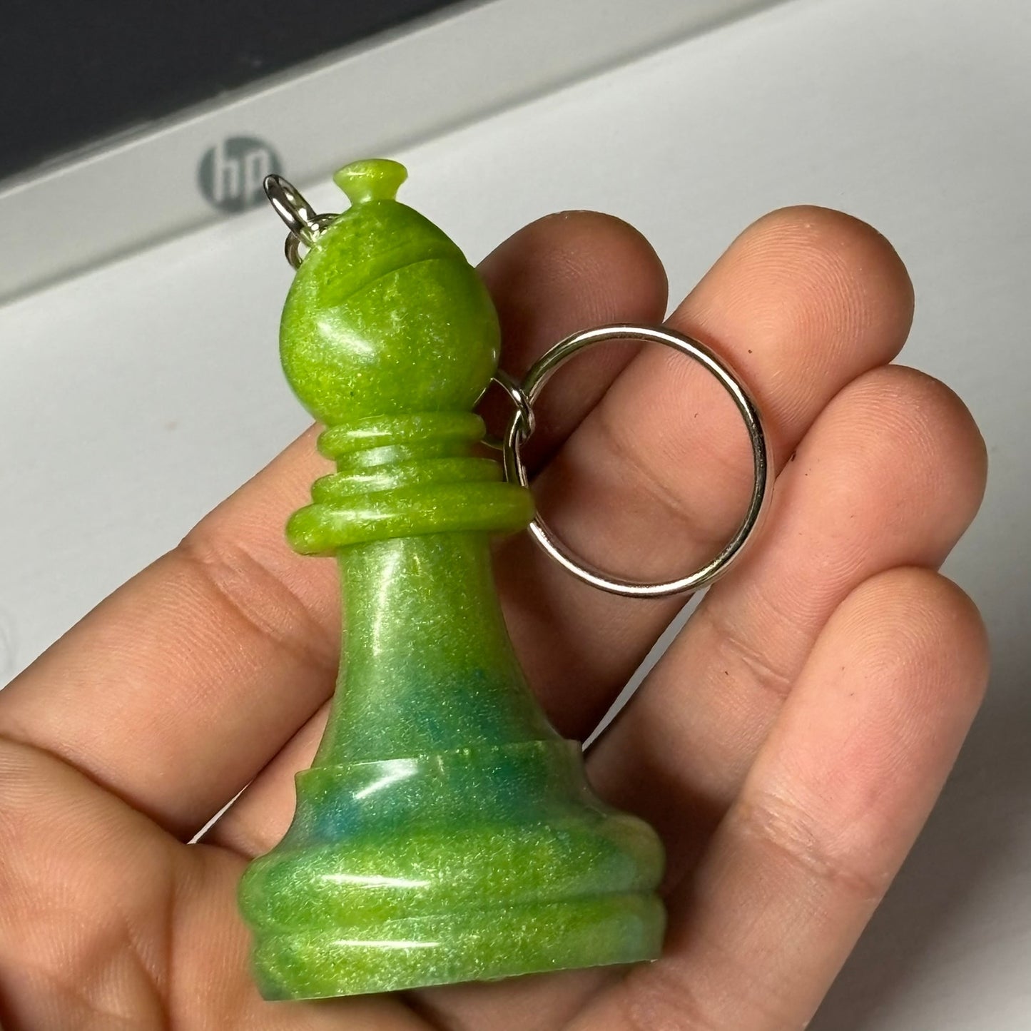 Lemon green Bishop - Handmade Resin Keychain - Large Edition