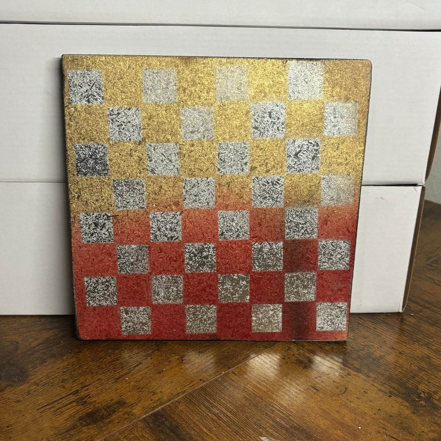 Red & Gold Chrome Hue - Painted Double Sided Chess Board