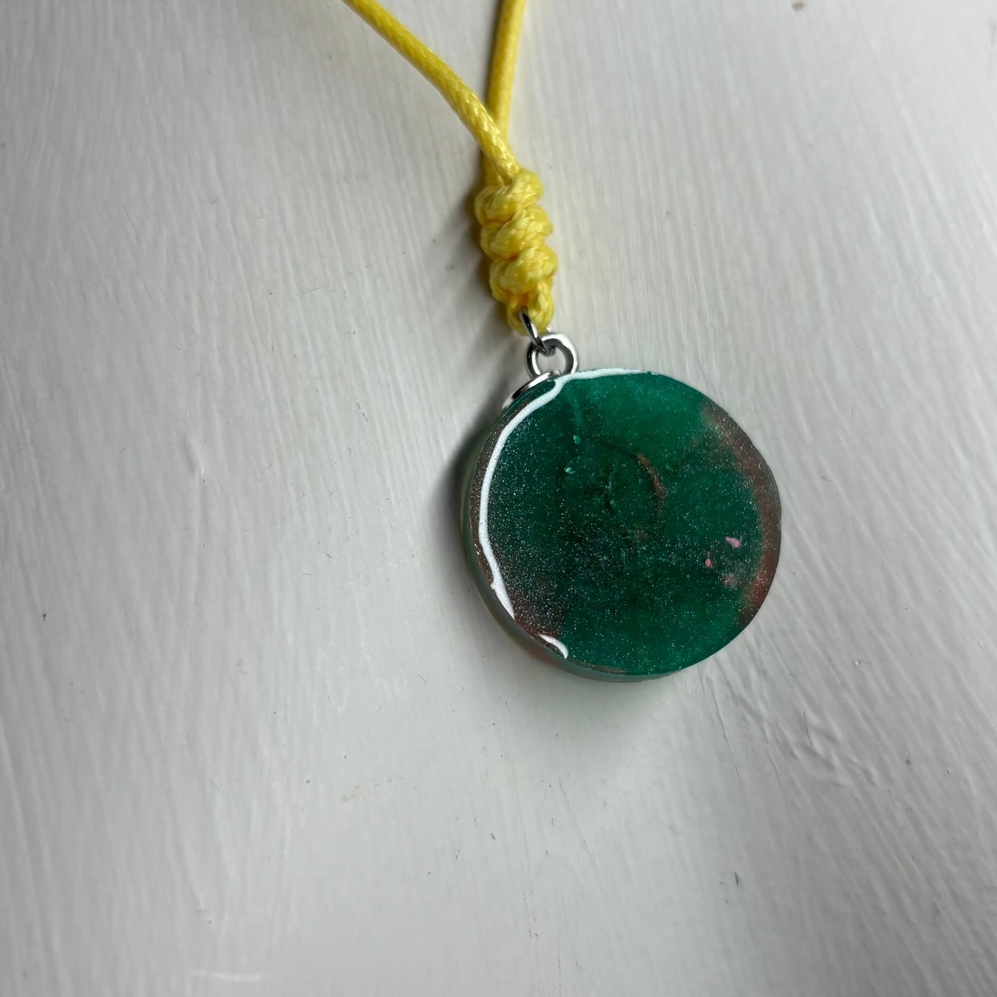 Green & Orange Bishop - Handmade Resin Chess Necklace