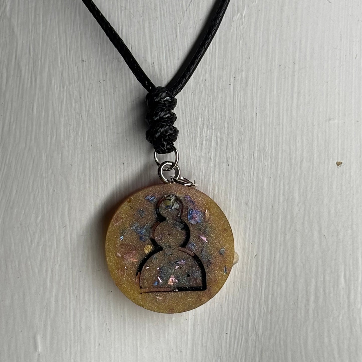 Yellow Crystal Pawn - Handmade Resin Chess Necklace