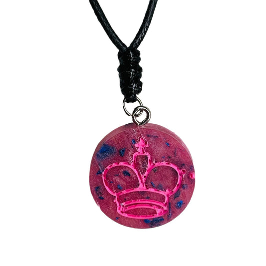 Prestigious Pink King - Handmade Resin Chess Necklace