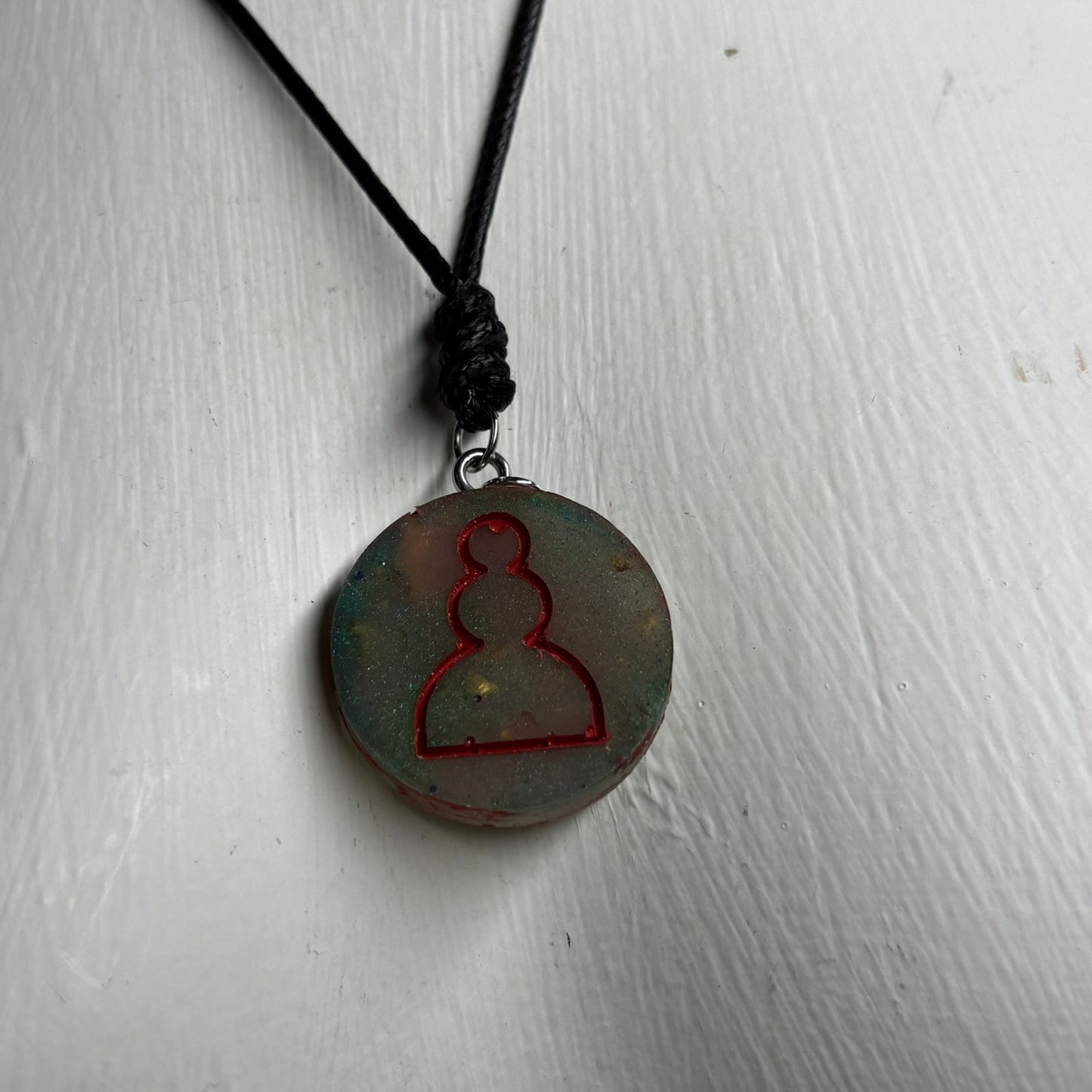 Mushed Gray Pawn - Handmade Resin Chess Necklace