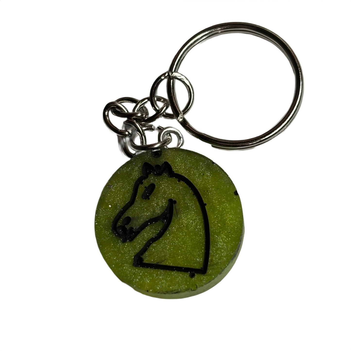 Lime Green Knight - Handmade Resin Keychain - Flat Edition