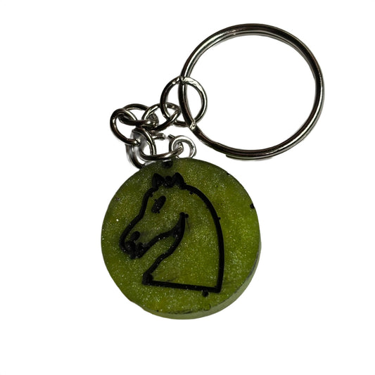 Lime Green Knight - Handmade Resin Keychain - Flat Edition