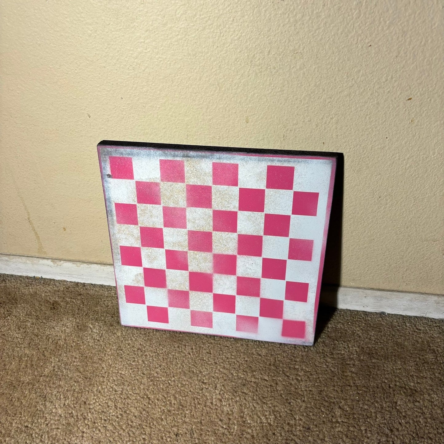 Pink & White - Painted Chess Board