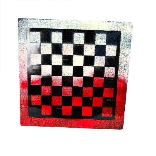 Red White Void - Resin Coated Chess Board