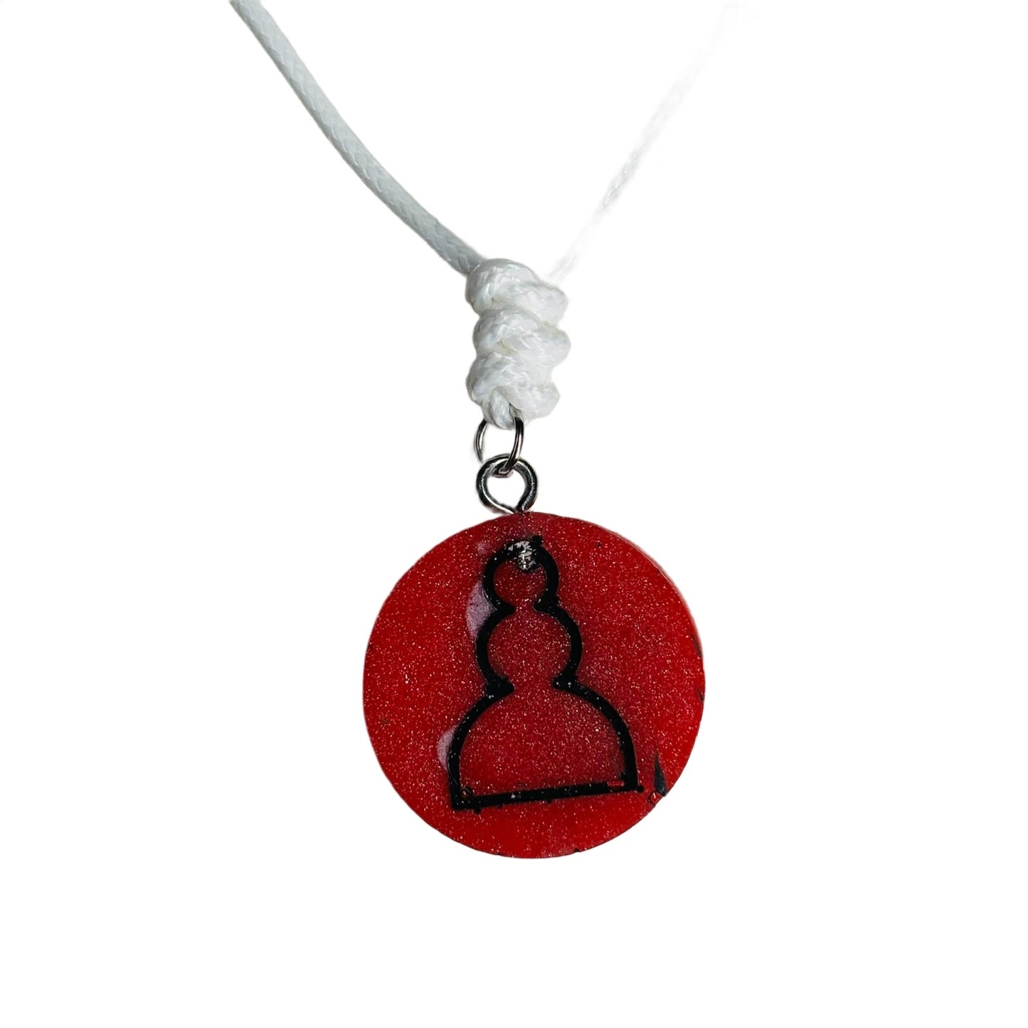 Candy Red Pawn - Handmade Resin Chess Necklace - Flat Edition