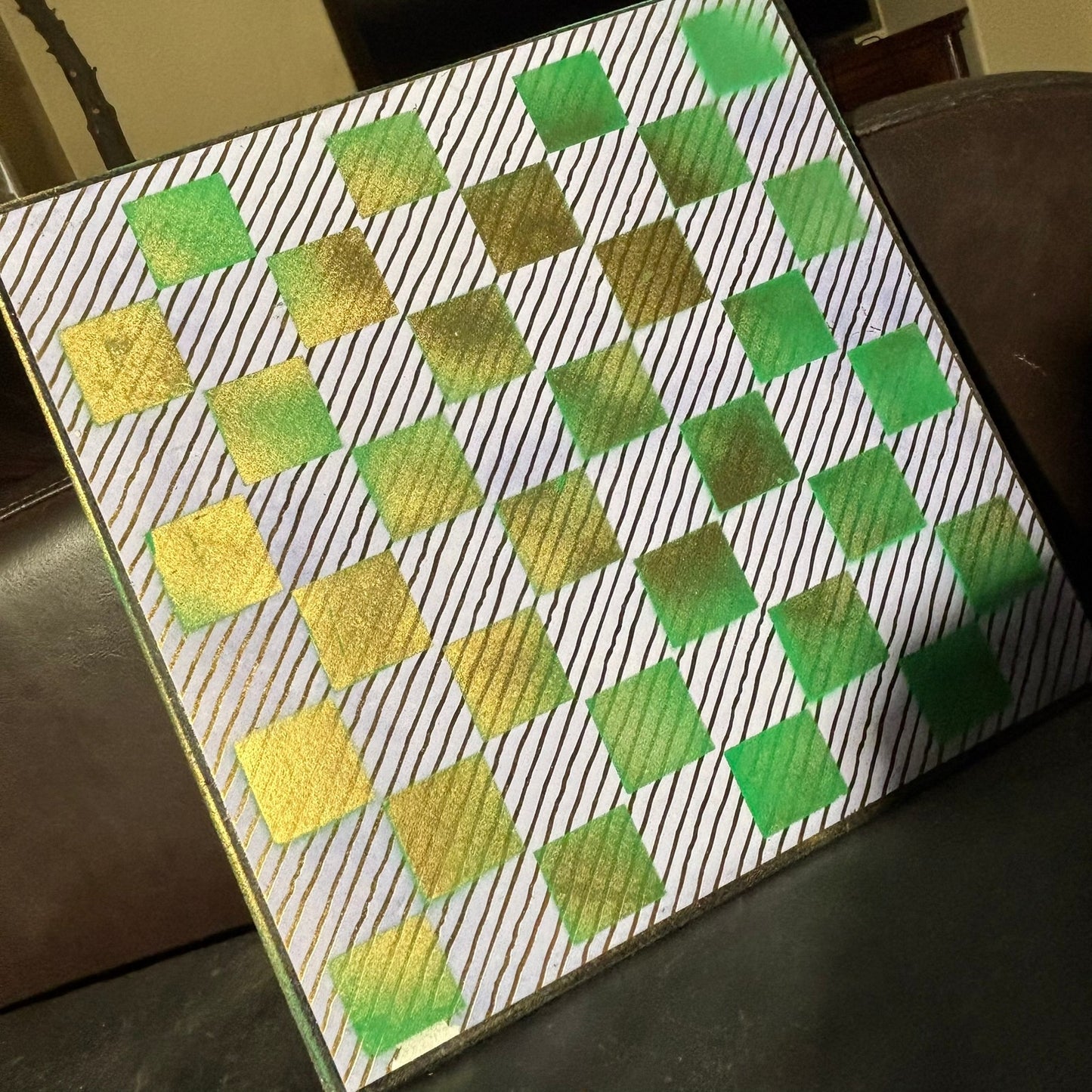 Golden Green Lining - Scrapbook Chess Board