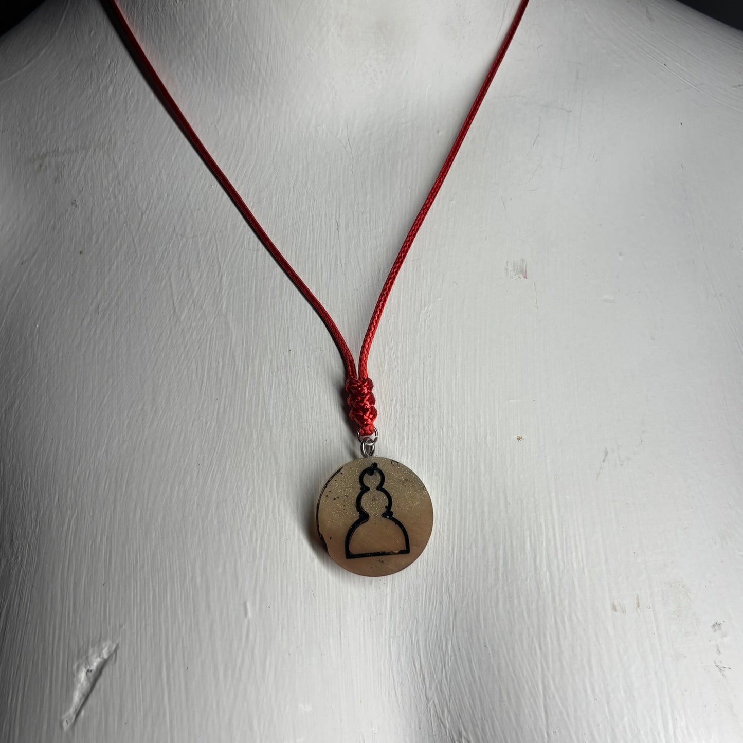 Cream Ash Pawn - Handmade Resin Chess Necklace