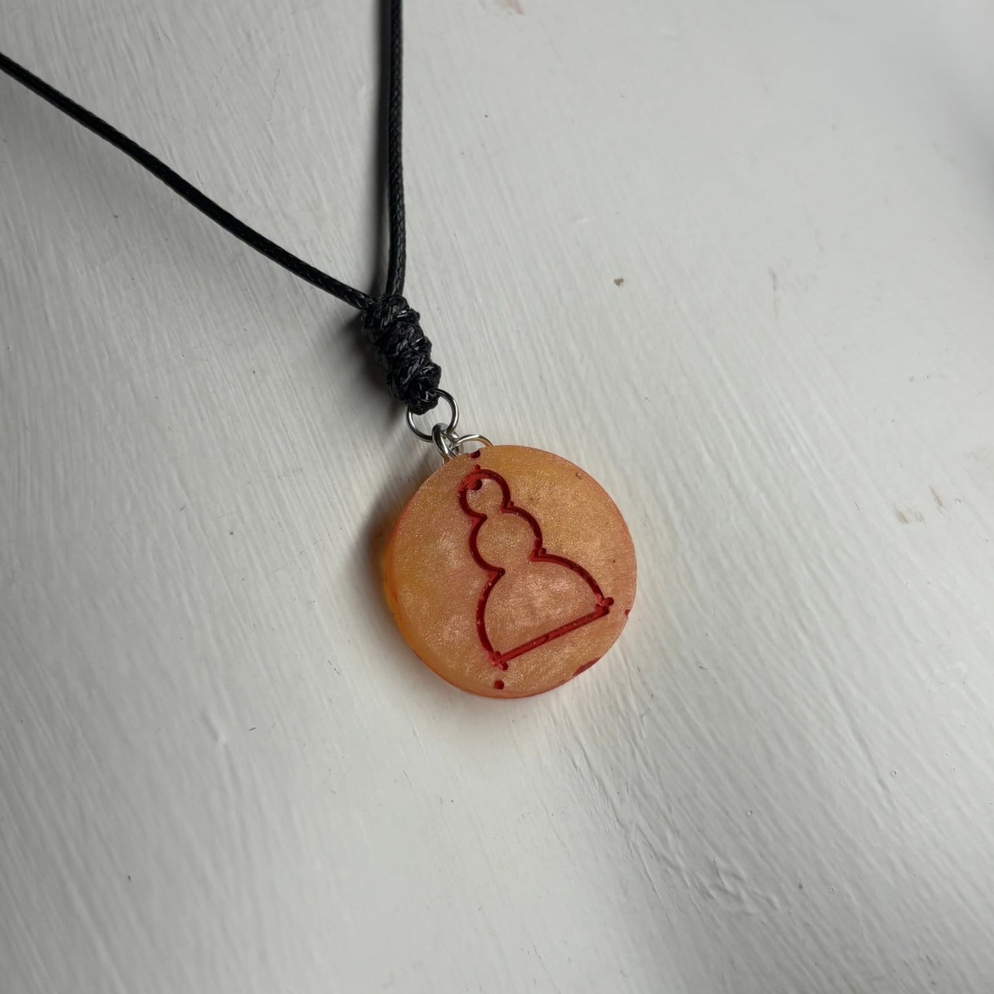 Orange Yellow Pawn - Handmade Resin Chess Necklace