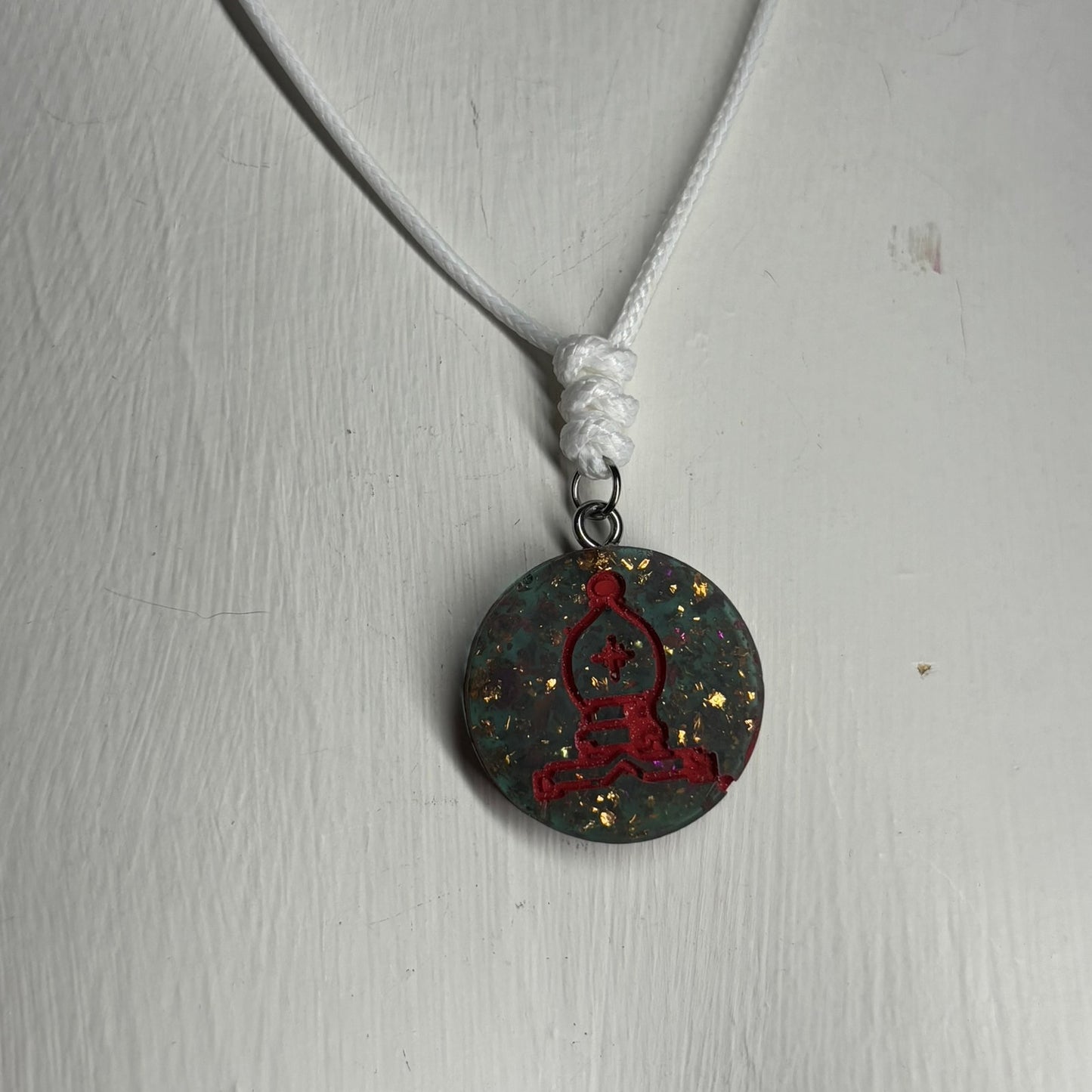 Dark Forest Bishop - Handmade Resin Chess Necklace