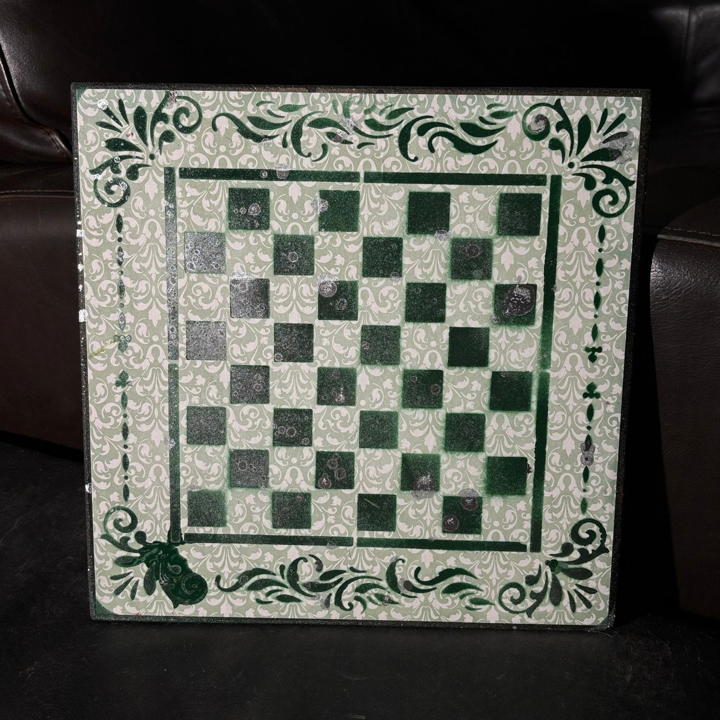 Vintage Green - Scrapbook Chess Board