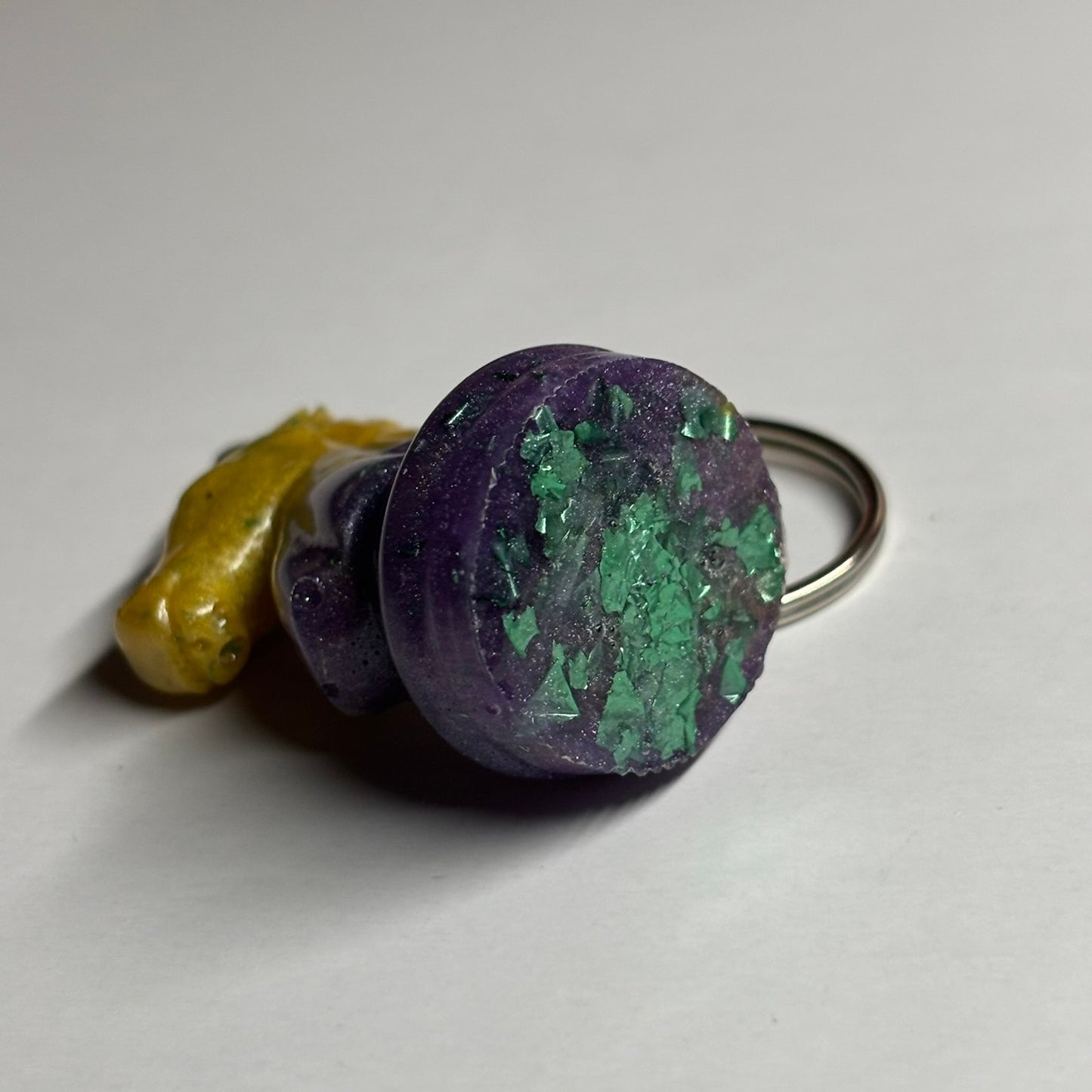 Yellow Purp Swirl Knight - Handmade Resin Keychain
