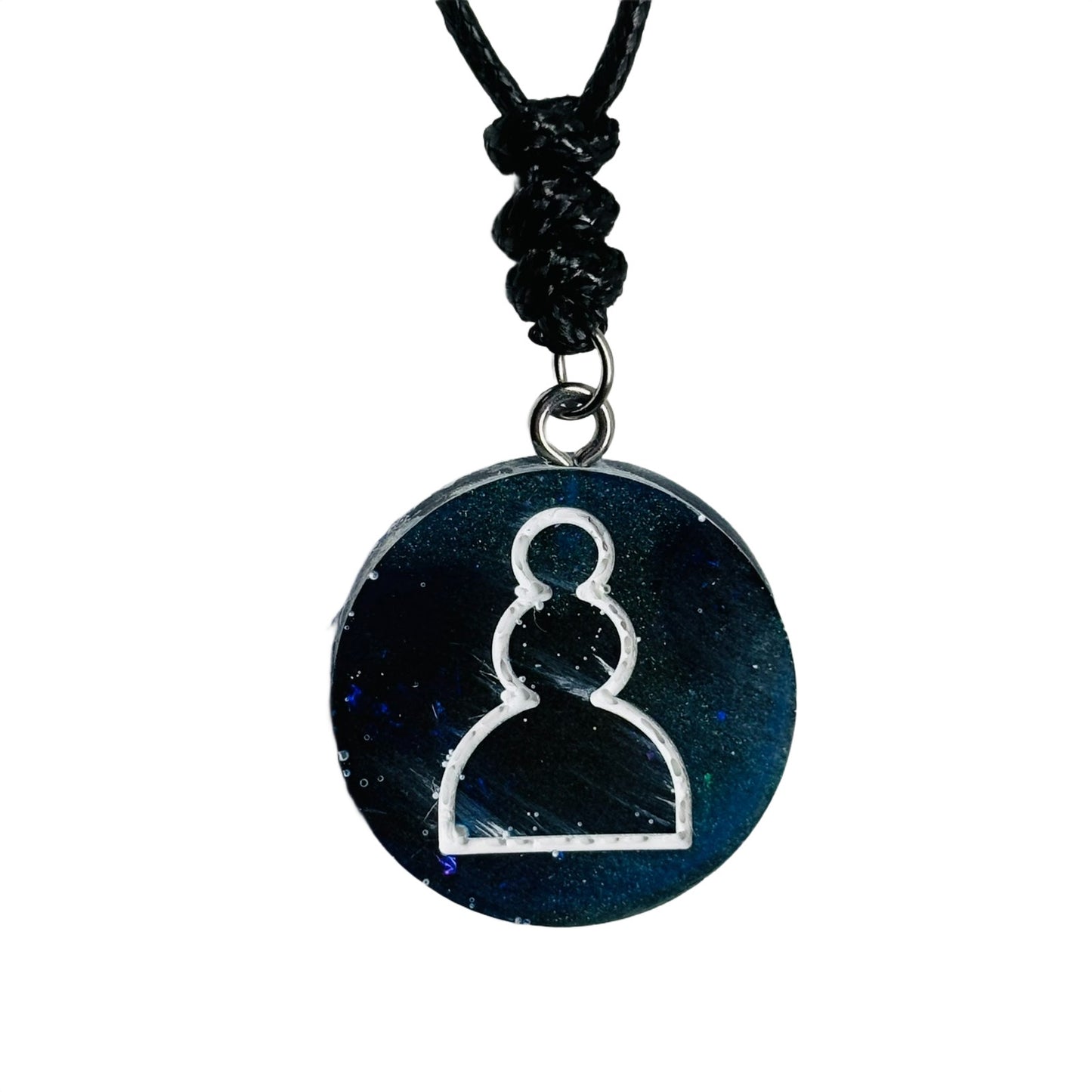Midnight Blue Pawn - Handmade Resin Chess Necklace - Flat Edition