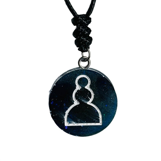 Midnight Blue Pawn - Handmade Resin Chess Necklace - Flat Edition