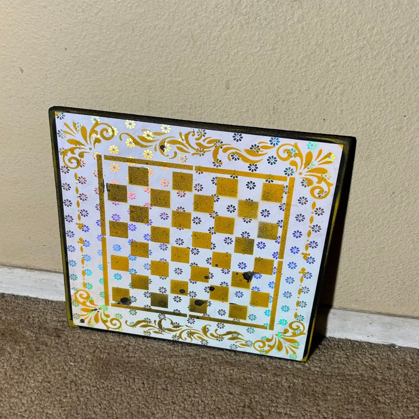 Yellow Chrome Flowers - Scrapbook Chess Board
