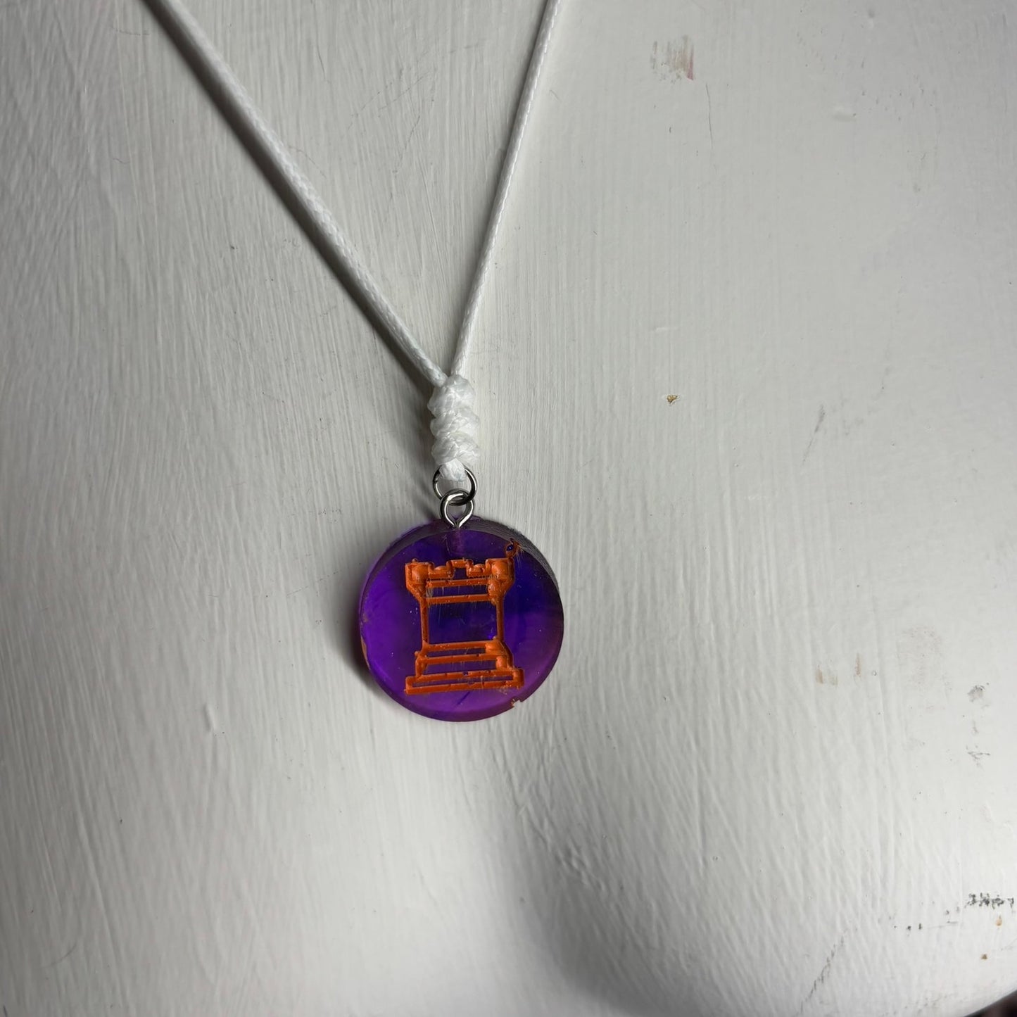 Halloween Purple Rook - Handmade Resin Chess Necklace