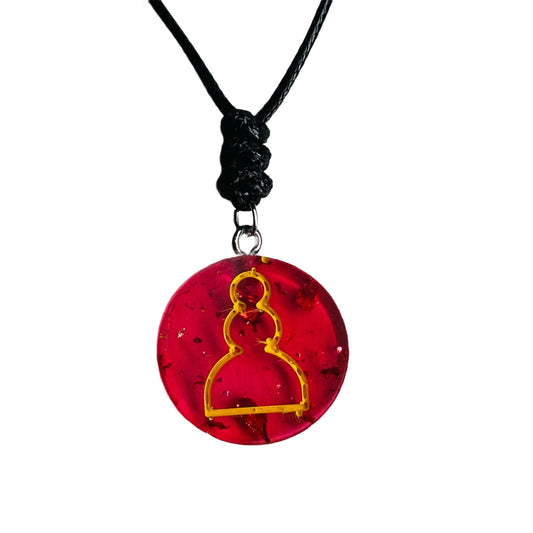 Red Pawn - Handmade Resin Chess Necklace