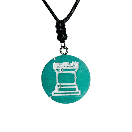 Aqua Green Rook - Handmade Resin Chess Necklace
