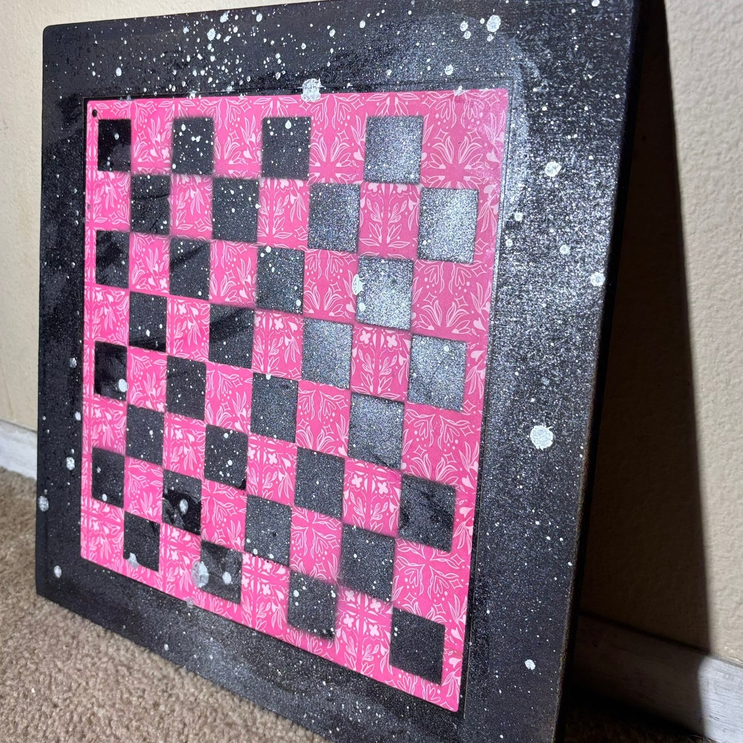 Hot Pink Flower - Large Scrapbook Chess Board