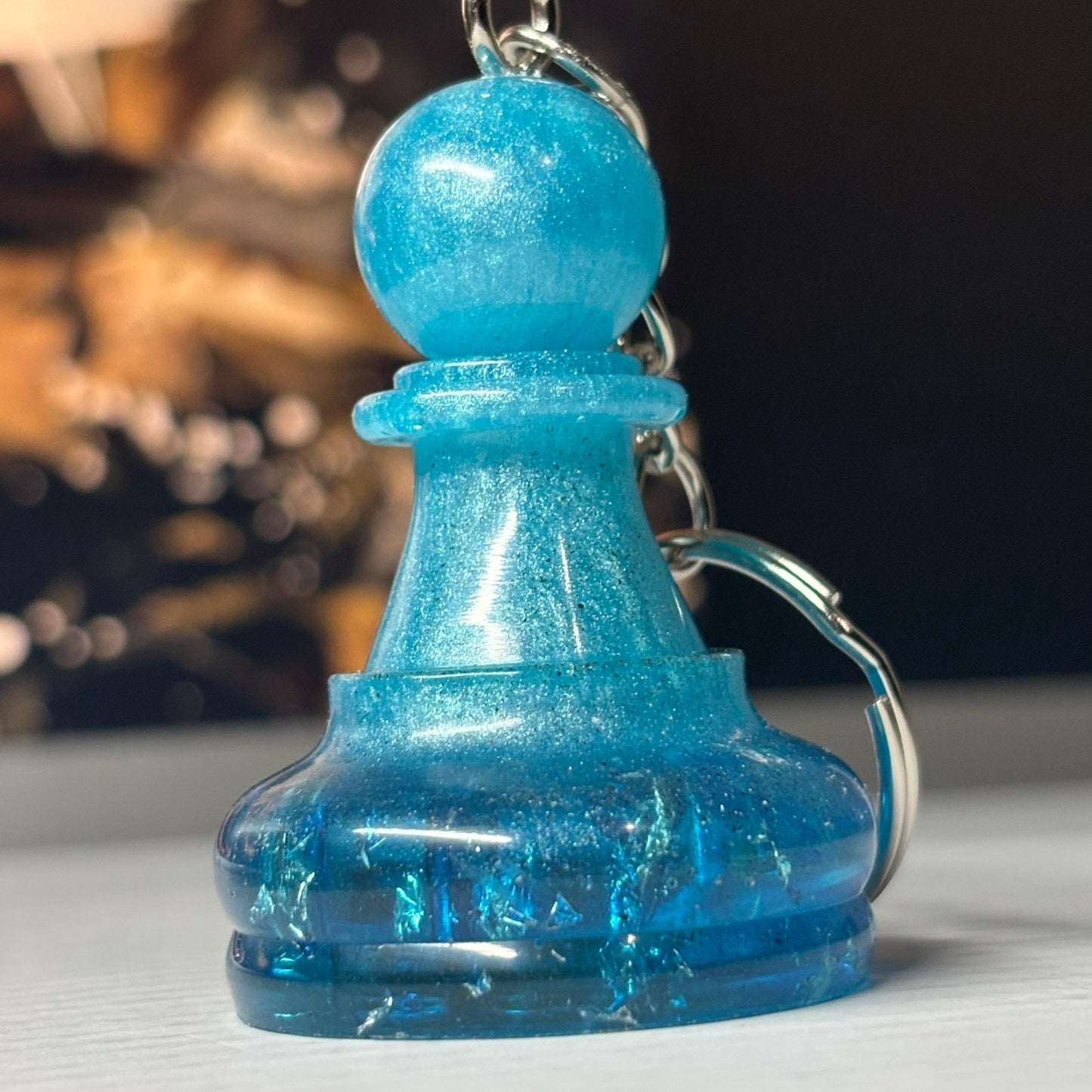 Frozen Blue Pawn - Handmade Resin Keychain - Large Edition