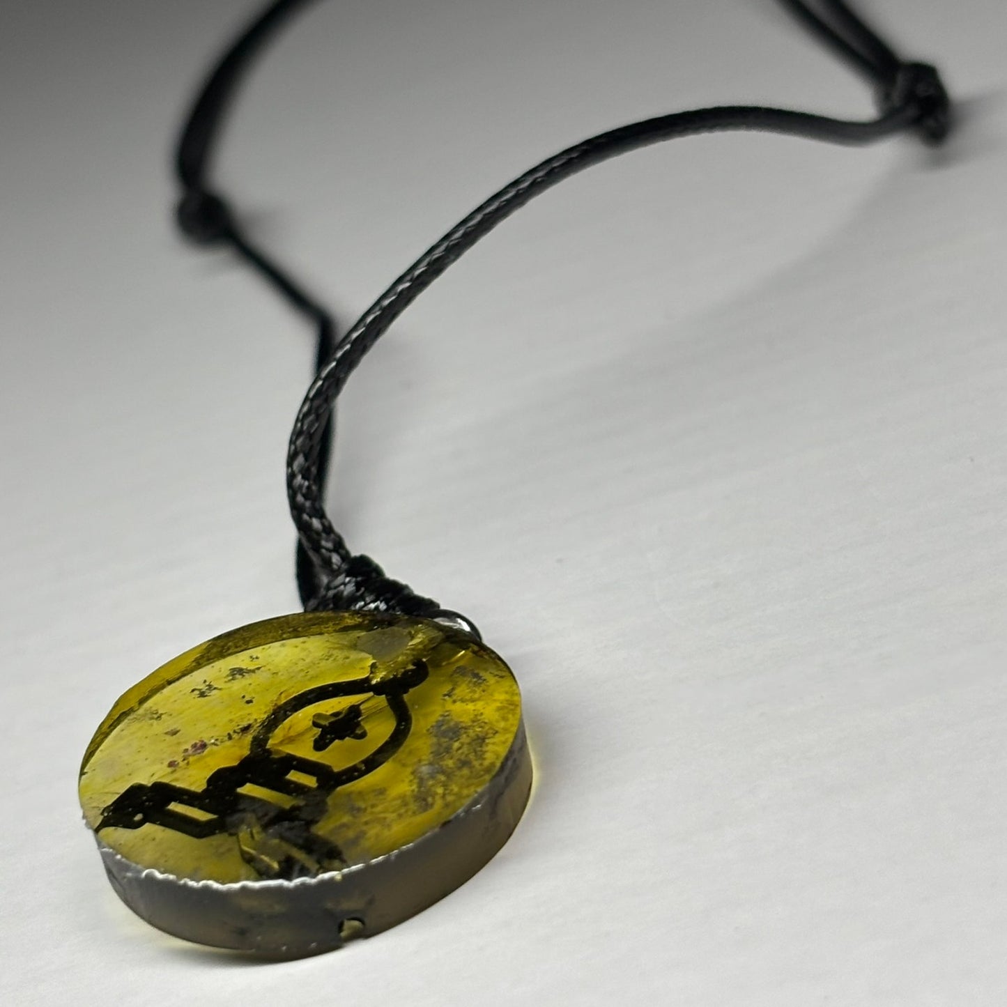 Rustic Yellow Bishop - Handmade Resin Chess Necklace