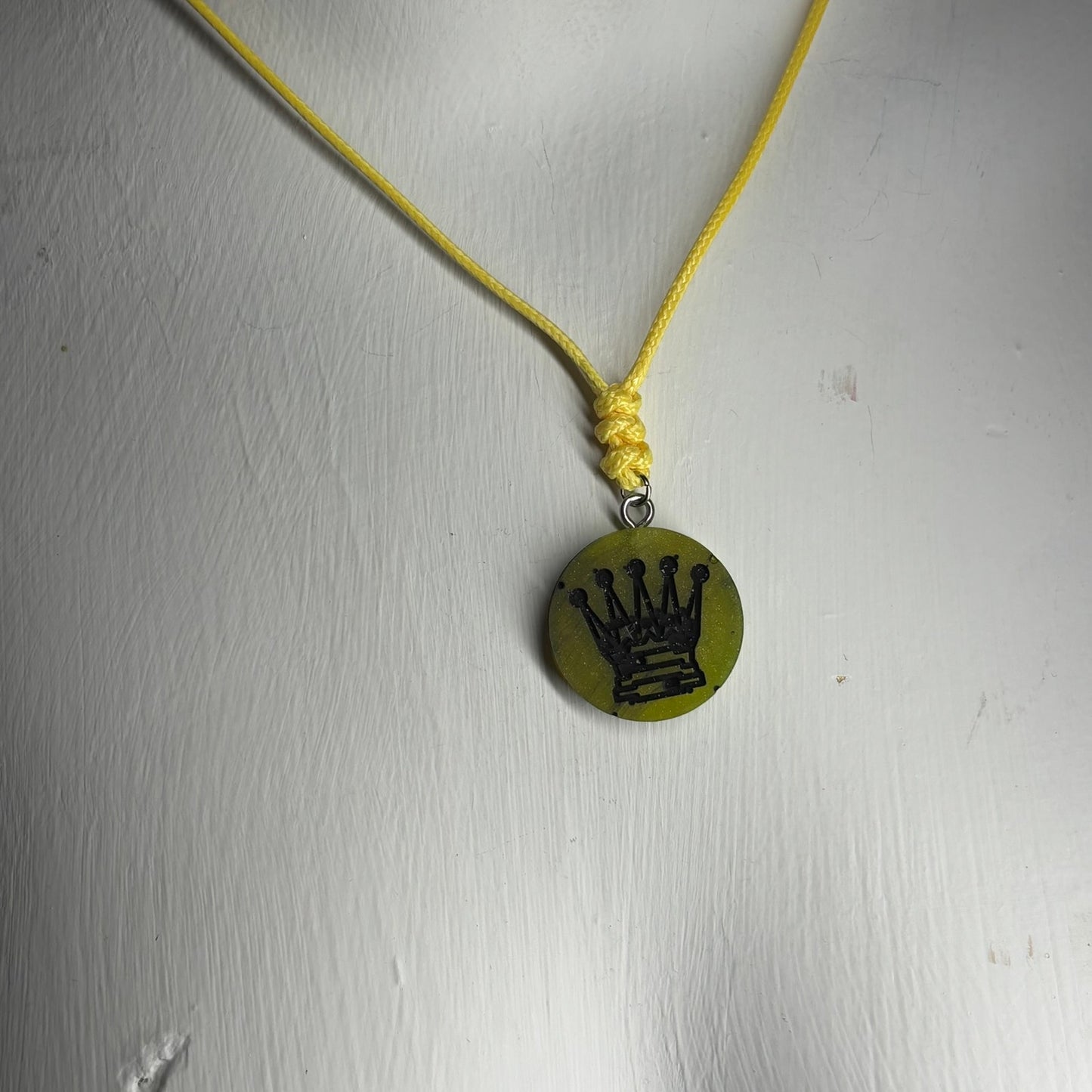 Lemon Green Queen - Handmade Resin Chess Necklace