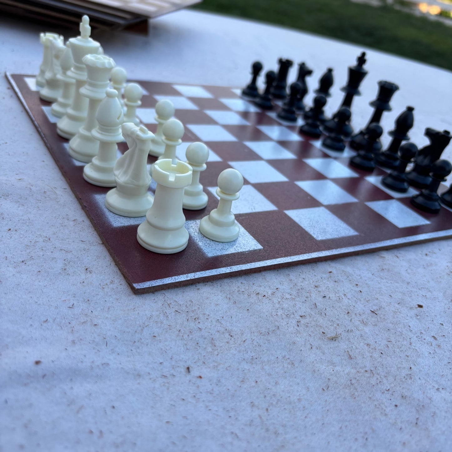 Simple Red - Painted Chess Set
