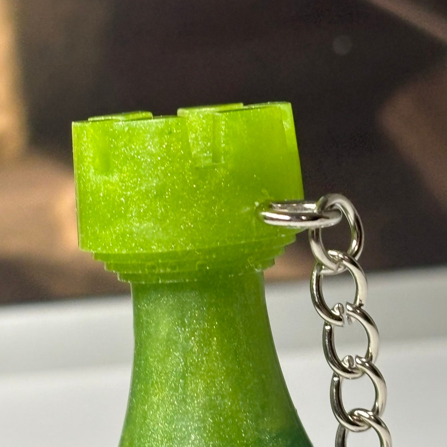 Candy Colored Green Rook - Handmade Resin Keychain - Large Edition