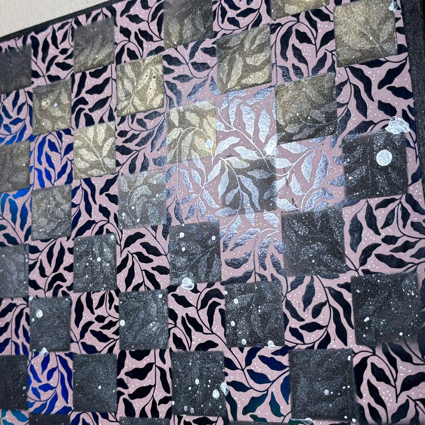 Vintage Black Leaves - Scrapbook Chess Board
