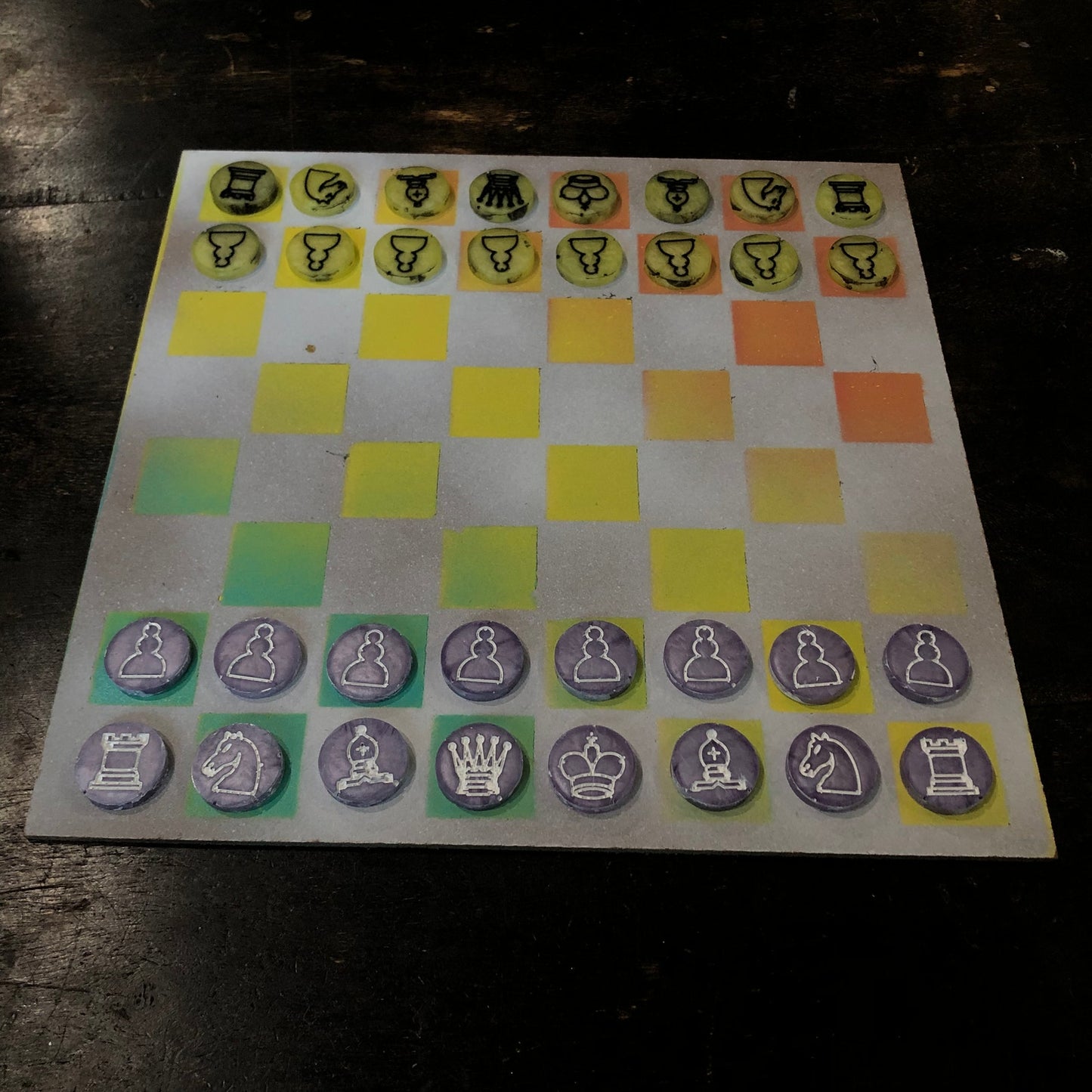 Fading Rainbow - Painted Chess Set