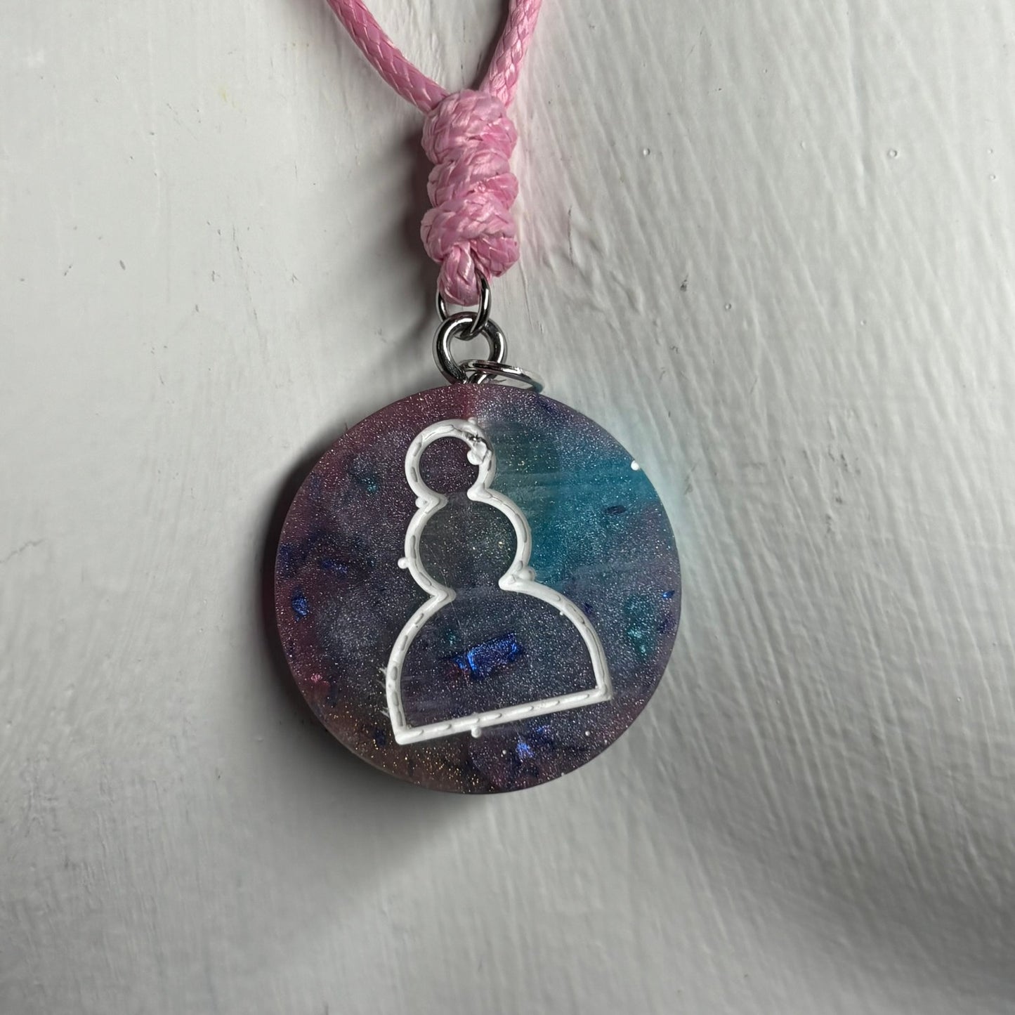 Cotton Candy Blue/Pink Pawn - Handmade Resin Chess Necklace