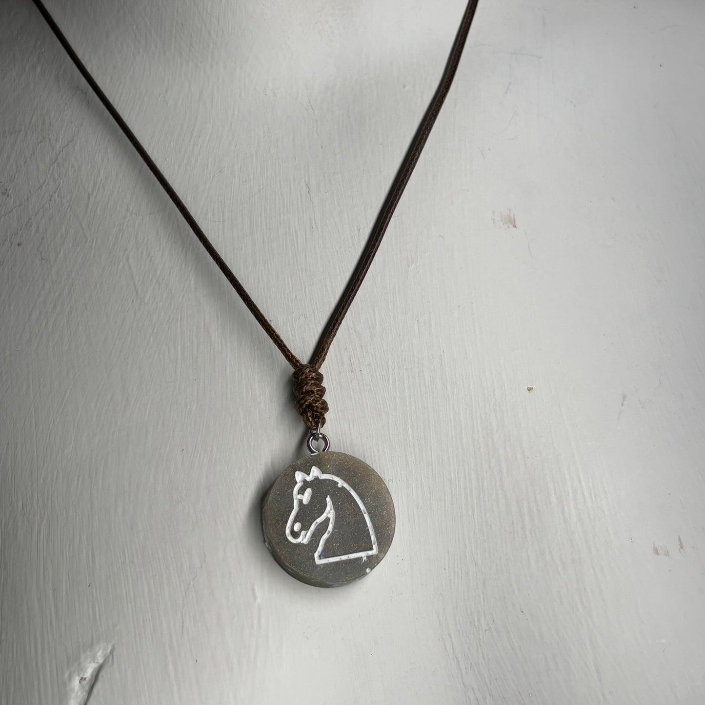 Hazel Green Knight - Handmade Resin Chess Necklace