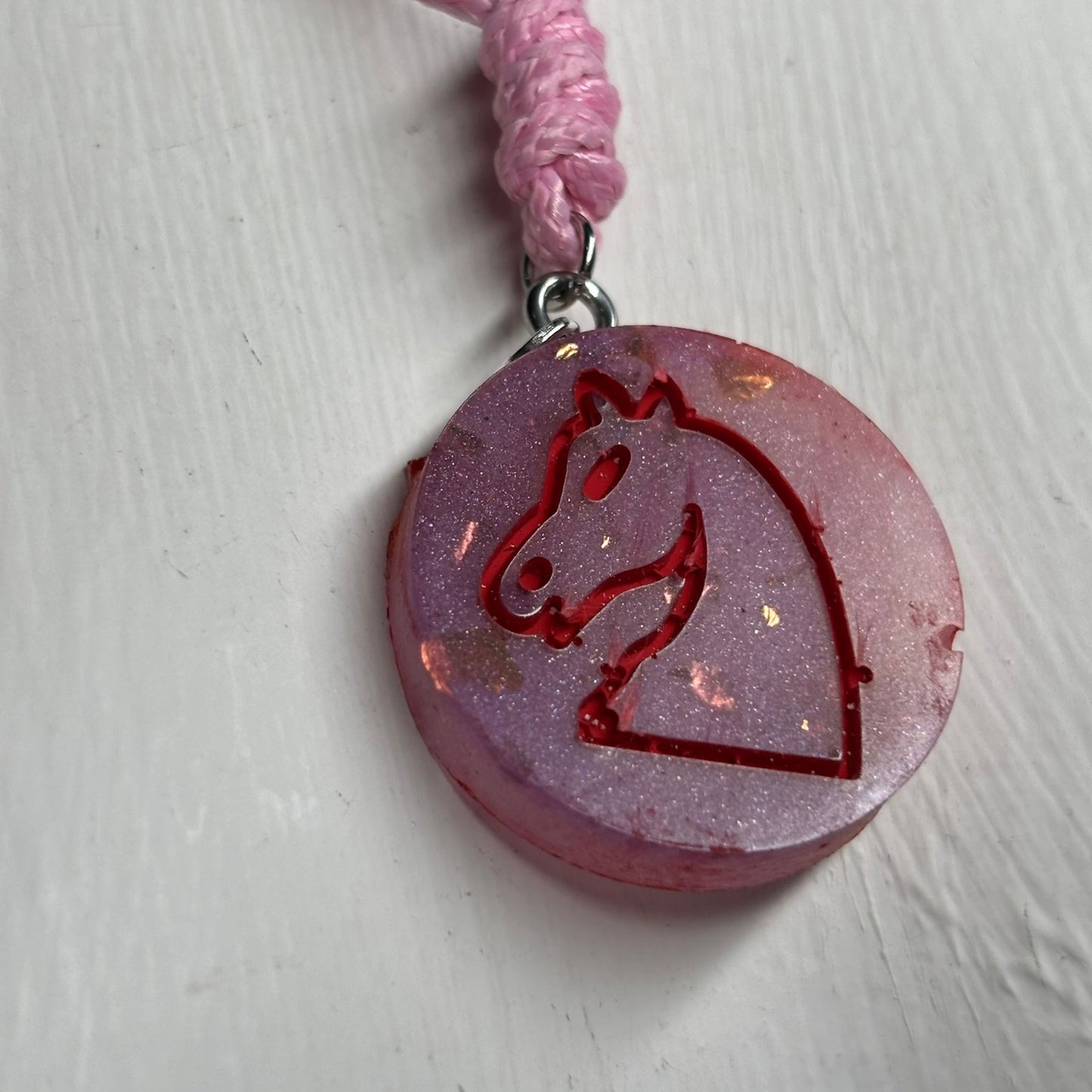 Purple Chrome Knight - Handmade Resin Chess Necklace