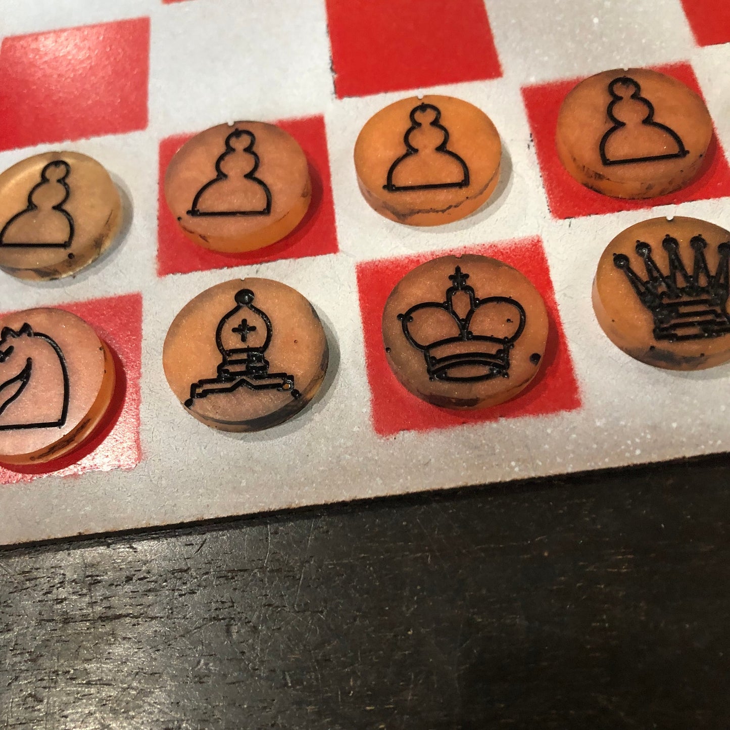 Fading Red & Yellow - Painted Chess Set